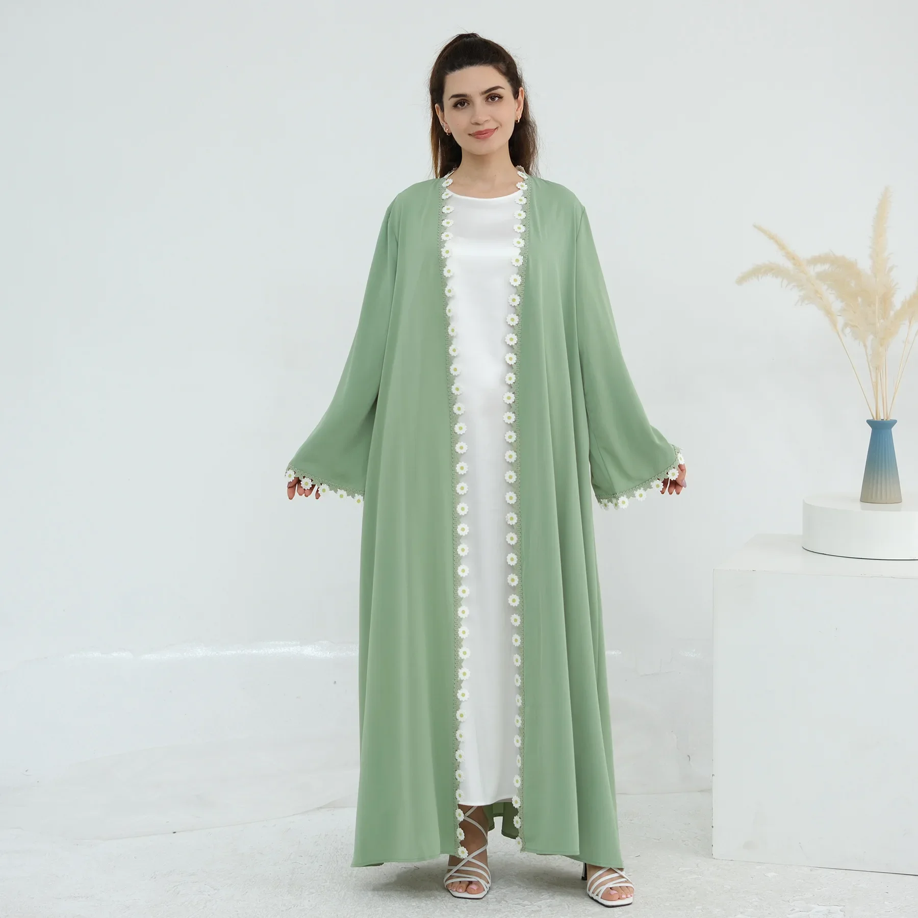 Flower Dubai Abayas Turkey Kaf - đánh giá và giá Embroidery Kebaya