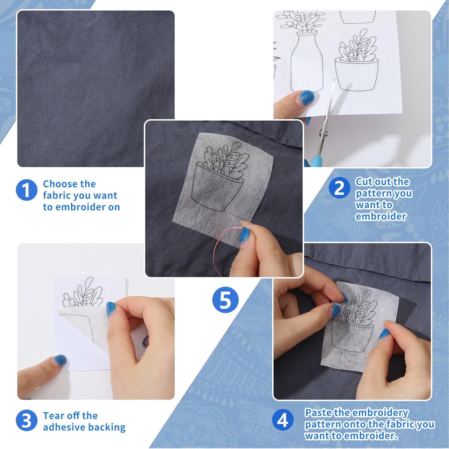 4 Sheets Water Soluble Embroid - đánh giá và giá Embroidery Meaning