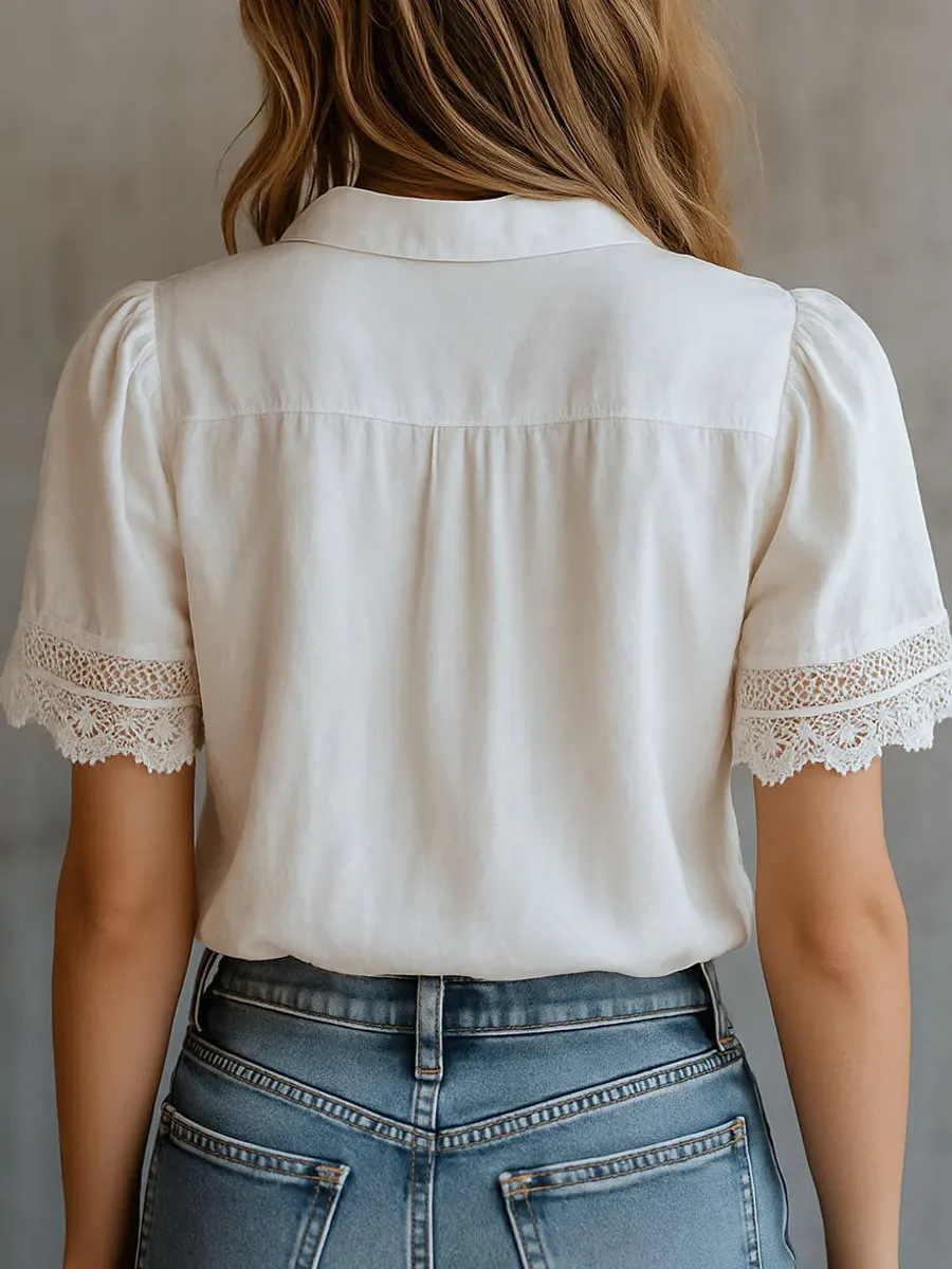 Elegant Women's Shirts Casual  - đánh giá và giá Embroidery Cotton Shirt