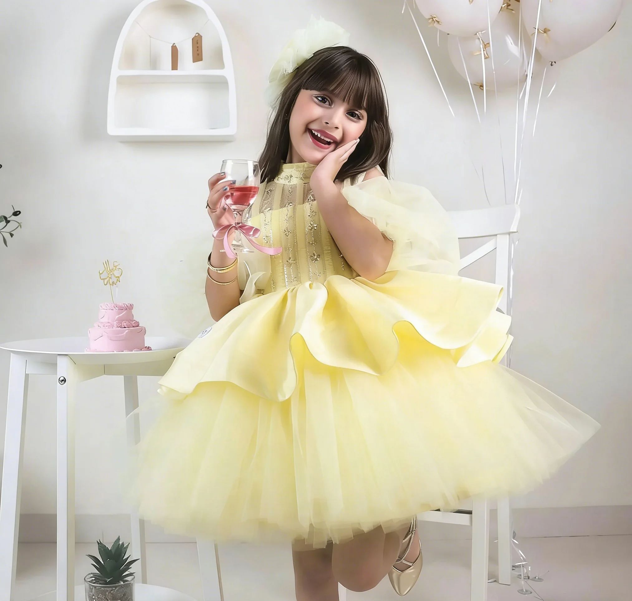 Yellow Flower Girl Dresses for - đánh giá và giá Embroidery Yellow Dress