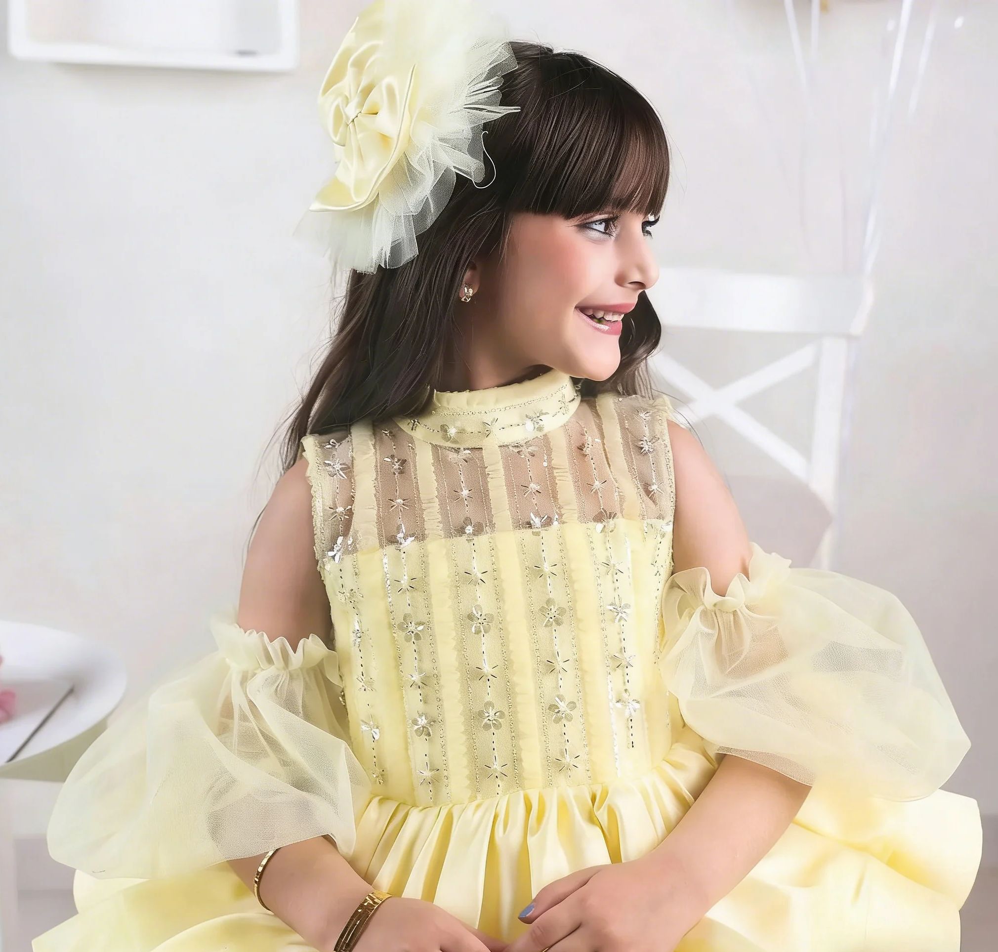 Yellow Flower Girl Dresses for - đánh giá và giá Embroidery Yellow Dress