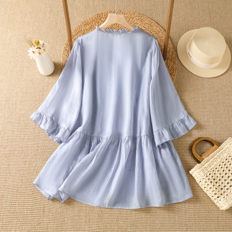 Elegant Purple Floral Embroide - đánh giá và giá Embroidery Cotton Shirt