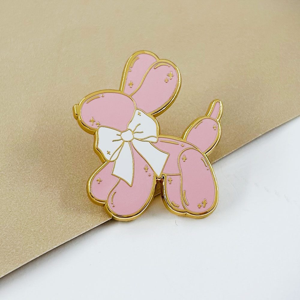 Pink Balloon Dog Enamel Pin Cu - đánh giá và giá Embroidery Bali
